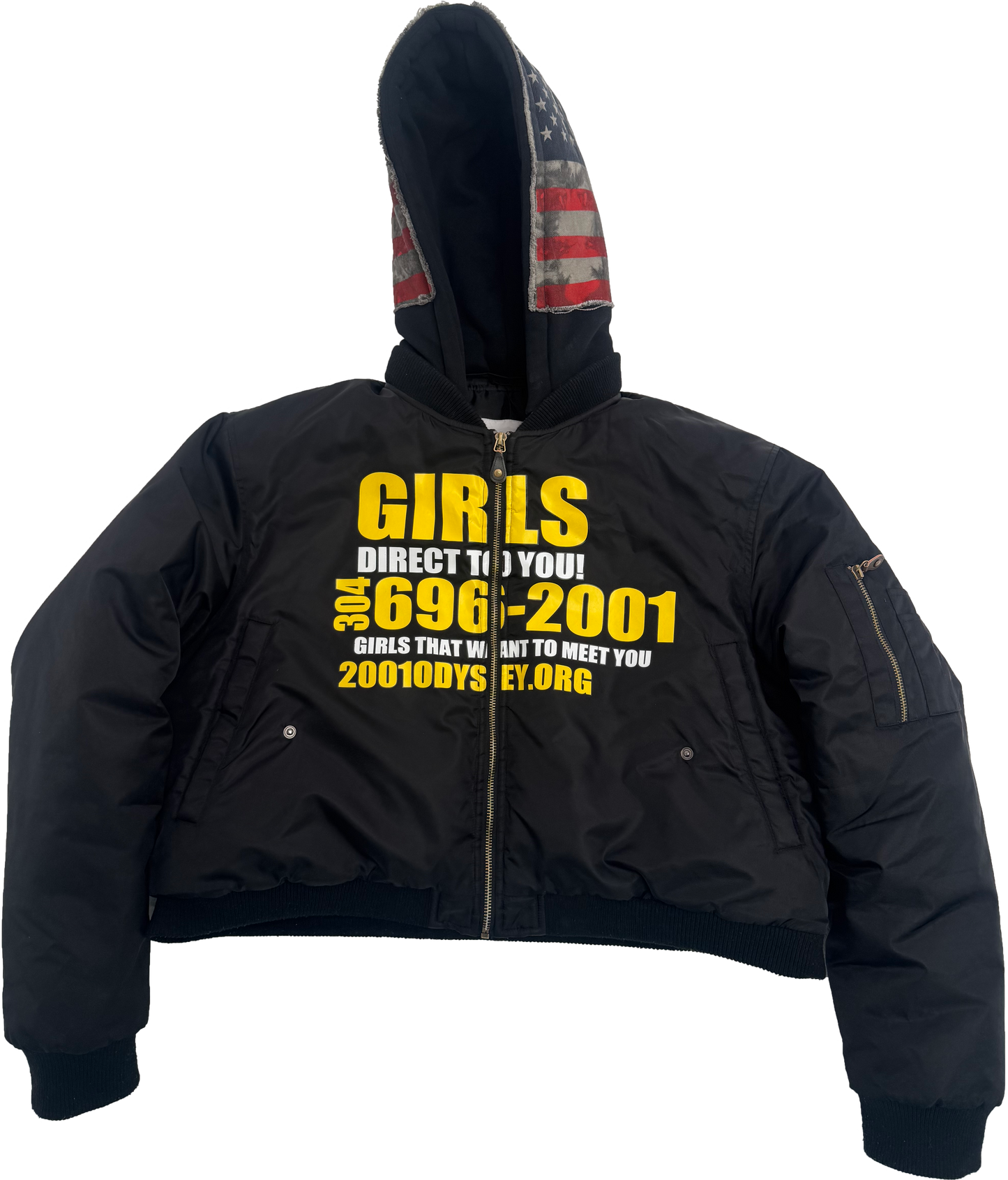 "GIRLS DIRECT TO YOU" Bomber Jacket in Black