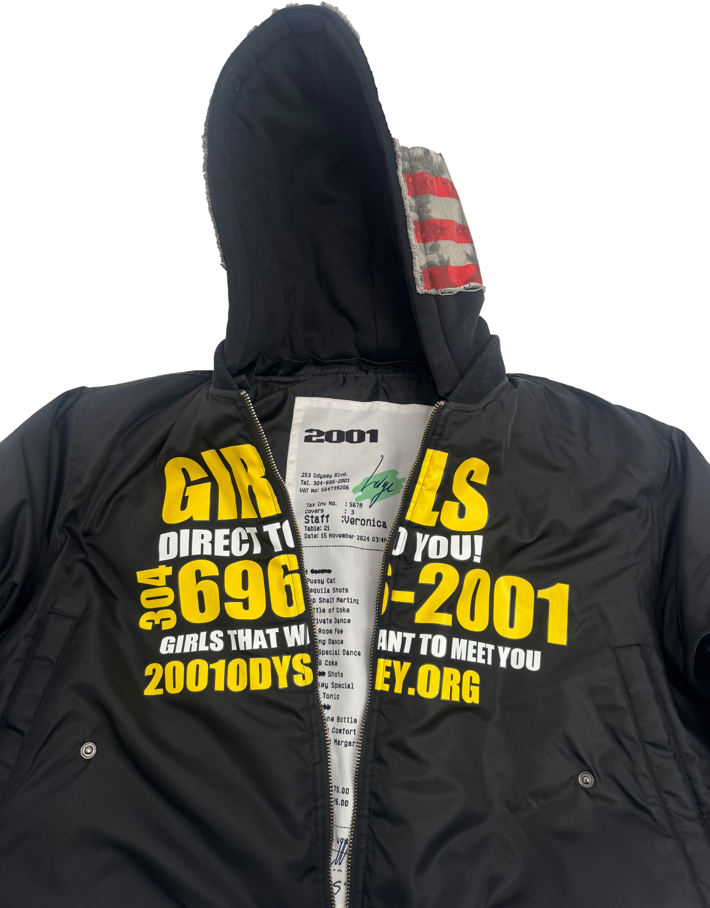 "GIRLS DIRECT TO YOU" Bomber Jacket in Black
